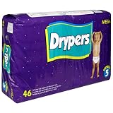 Drypers Mega Baby Diapers, Size 5, Case Pack, Four - 46 Count Packs (184 Diapers)
