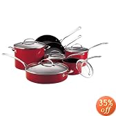 KitchenAid Gourmet Reserved 12-Piece Hard-Anodized Cookware Set, Red