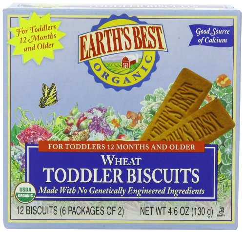 Earth's Best Teething Biscuits, Wheat, 4.6 oz Packets (Package of 12 Biscuits)