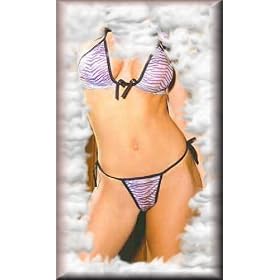 Animal Print String Bra Top and Matching Tie Side G-String One Size by Elegant