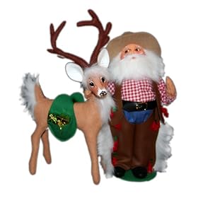 Annalee 9-Inch Cowboy Santa Hugging Reindeer--New in 2006!