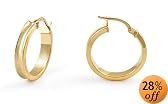 14k Yellow Gold Satin Hoop Earrings
