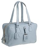Prada Women's  Double Handled Top Zip Satchel with Luggage Tag,Pervinca
