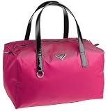 Prada Women's Satchel with Patent Leather Handles,Fuxia/Nero