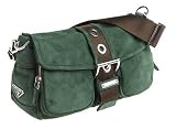 Prada Women's Distressed Leather Satchel with Riveted Buckle Closure and Two Front Pockets, Verde