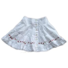 White Batiste Skirt with Flower Embroidery by New Potatoes