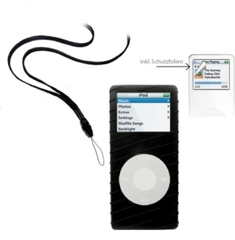 Elektronik und Foto: Artwizz SeeJacket Silikon-H�lle f�r iPod nano inkl. Halsband und Display-Schutzfolien schwarz