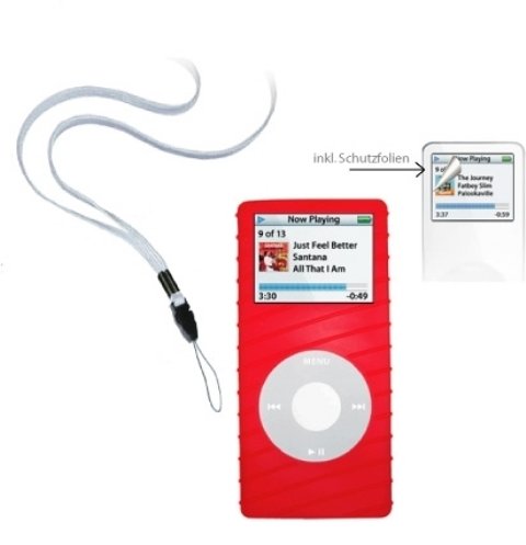 Elektronik und Foto: Artwizz SeeJacket Silikon-H�lle f�r iPod nano inkl. Halsband und Display-Schutzfolien rot