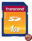 Transcend 1 GB SD Flash Memory Card TS1GSDC