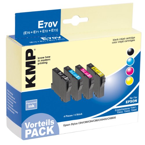 Kompaktanlagen: KMP Sparpaket Tintenpatronen 1x schwarz, 1x cyan, 1x magenta, 1x gelb - 1x schwarz GRATIS, ersetzt Epson T044140, T044240, T044340, T044440
