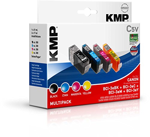 KMP Sparpaket Tintenpatronen 1x schwarz,1x cyan,1x magenta,1x gelb ersetzt Canon BCI-3eBK, BCI-3eC, BCI-3eM, BCI-3eY