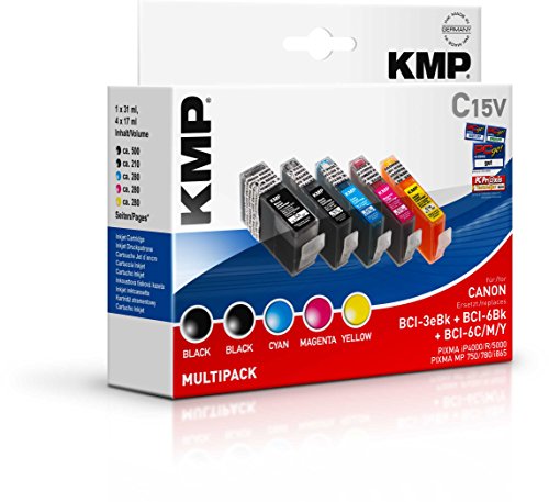 Kompaktanlagen: KMP Sparpaket Tintenpatronen 1x schwarz 3eBK, 1x schwarz 6BK, 1x cyan, 1x magenta, 1x gelb ersetzt: Canon 1x BCI-3eBK , 1x BCI-6BK, 1x BCI-6C, 1x BCI-6M, 1x BCI-6Y
