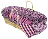Damask Moses Basket Set - Pink