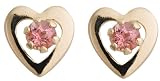14k Yellow Gold and Pink Tourmaline Children's Heart Earrings