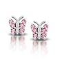 14k White Gold Pink Tourmaline Butterfly Earrings