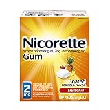 Nicorette Nicotine Polacrilex Gum, 2mg, Coated Gum, Fruit Chill, 100 pieces (2 mg) each