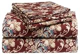 Pike Street Flannel Queen Sheet Set, Floral Scroll
