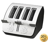 Tefal Avanti Deluxe Toaster, 4 Slice, Chrome and Black