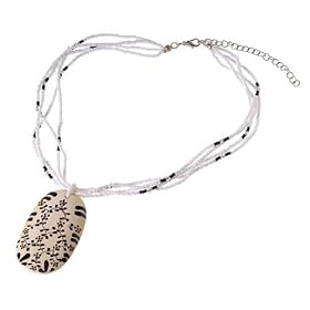 Ceramic Pendant Necklace with Floral design: Jewelry & Watches from amazon.com