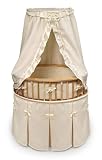 Elite Oval White Bassinet with Sage Waffle Bedding