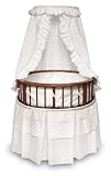 Elegance Round Cherry Bassinet with White Eyelet Bedding