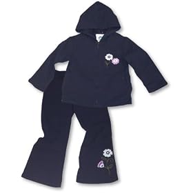 Globaltex French Terry in Navy with Flowers by Globaltex