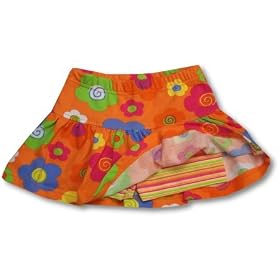 Girls Orange Retro Floral Skort by Globaltex