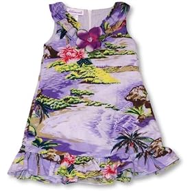 Bebe Monde Girls Sleeveless Lilac A-Line Dress With Ruffle ~ Hawaii Hibiscus by Bebe Monde