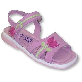 Kid Express Toddler Girls Pink Nubuck Sandal With Tulips ~ Tasha by A.N.T. Originals