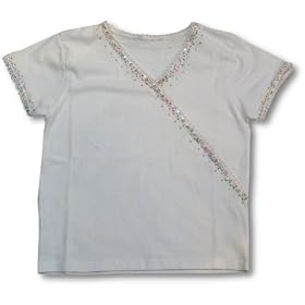 Toddler Girls White Crossover Tee With Bead Trim by Globaltex