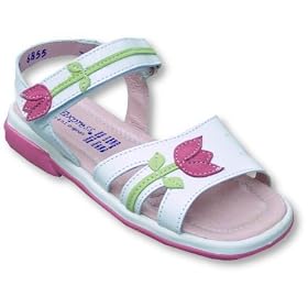 Kid Express Girls White Leather Sandal With Tulips ~ Tasha by A.N.T. Originals
