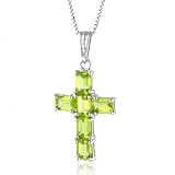 Jewelry : Genuine Emerald Cut Peridot Silver Cross Pendant :  fashion silver jewelry cross emerald
