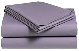 Pinzon 300-Thread-Count 100% Cotton Percale Solid Queen Sheet Set, Plum