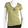 Kikit Women's U-Neck Cap Sleeve with Bead and Medallion Tee
