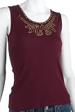 Kikit Women's U-Neck with Tiered Sequin and Metal Tank Top