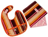 2 Red Hens Bib & Burp Cloth Set, City Stripes