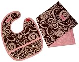 2 Red Hens Bib & Burp Cloth Set, Chocolate Covered Fabulous