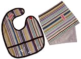 2 Red Hens Bib & Burp Cloth Set, Cabana Stripes