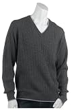 Raffi Mens Merino Long Sleeve Cable V-neck Sweater With Tipping