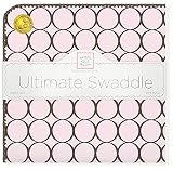 SwaddleDesigns Ultimate Receiving Blanket - Pastel Pink with Brown Mod Circles