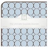 SwaddleDesigns Ultimate Receiving Blanket  - Pastel Blue with Brown Mod Circles