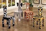 Set of 4 Children Animal Chairs: Zebra, Tiger, Elephan, and Giraffe