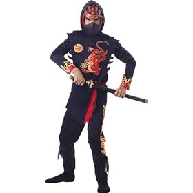 Ninja Black Dragon Boys Costume (Large 10-12) by 