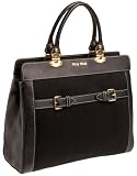 Miu Miu Women's Canvas and Leather Tote Bag, Black