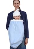 Kiley Madison Ki Kover, Baby Carrier Cover With Hat, Faux Suede Sherpa Light Blue