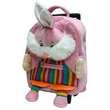 Kid'S Plush Bunny Trolley / Backpack With Wheels & Retractable Handle