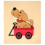 30"X40" Vanilla Fleece Kid'S Blanket With Puppy & Wagon Embroidery