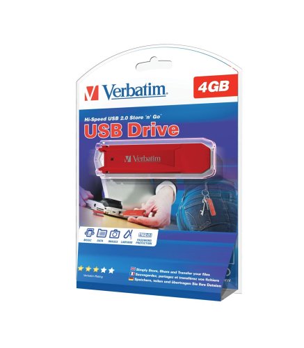 Verst&auml;rker und Receiver: Verbatim Standard Red 4GB USB-Speicher 2.0 (New Design) (Retailverpackung)