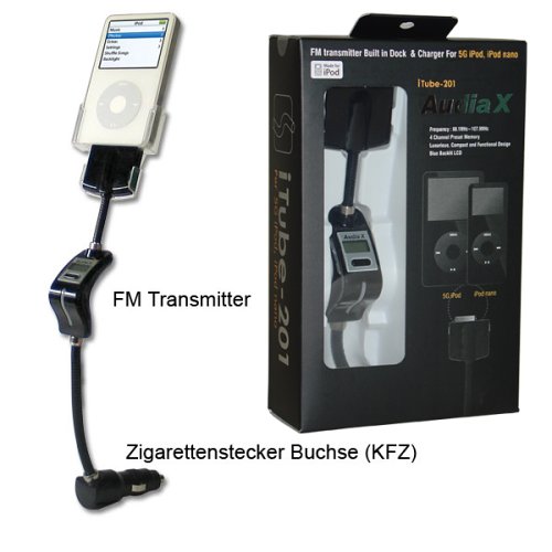 Elektronik und Foto: AudiaX iTube 201 iPod FM Transmitter schwarz