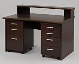 JKプラン 書斎デスク ダブルチェストシステムデスク ダークブラウン幅120cm wd-072